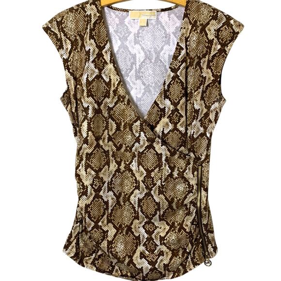 Michael Kors Top Women's Small Sleeveless Snakeskin Coquette Side Zip - Picture 1 of 7